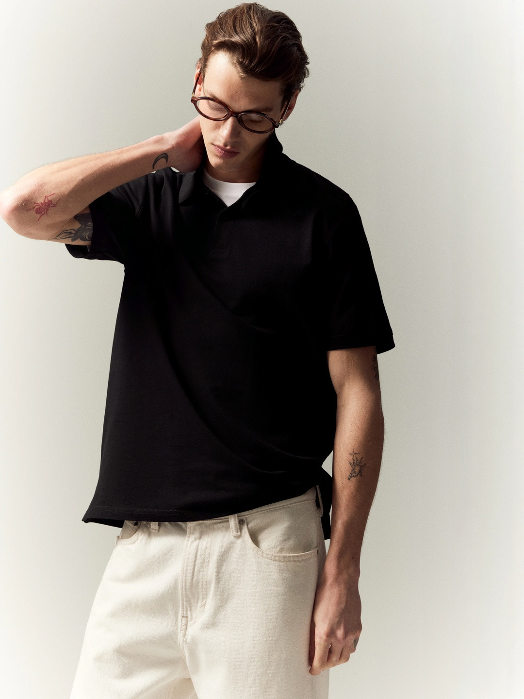 H&M Men Pure Cotton Regular Fit Piqu Polo Shirt