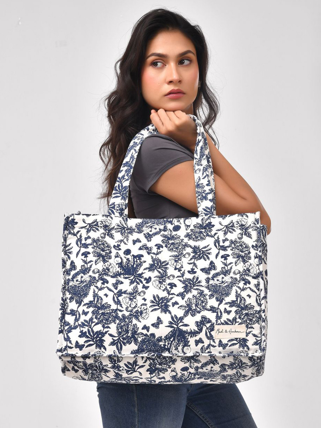 Mast & Harbour Women Canvas College Laptop Tote Bag