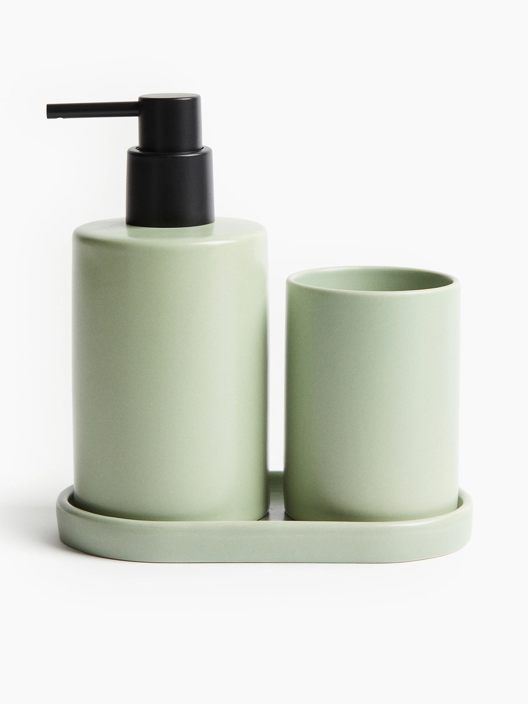 H&M Green Stoneware Soap Dispenser