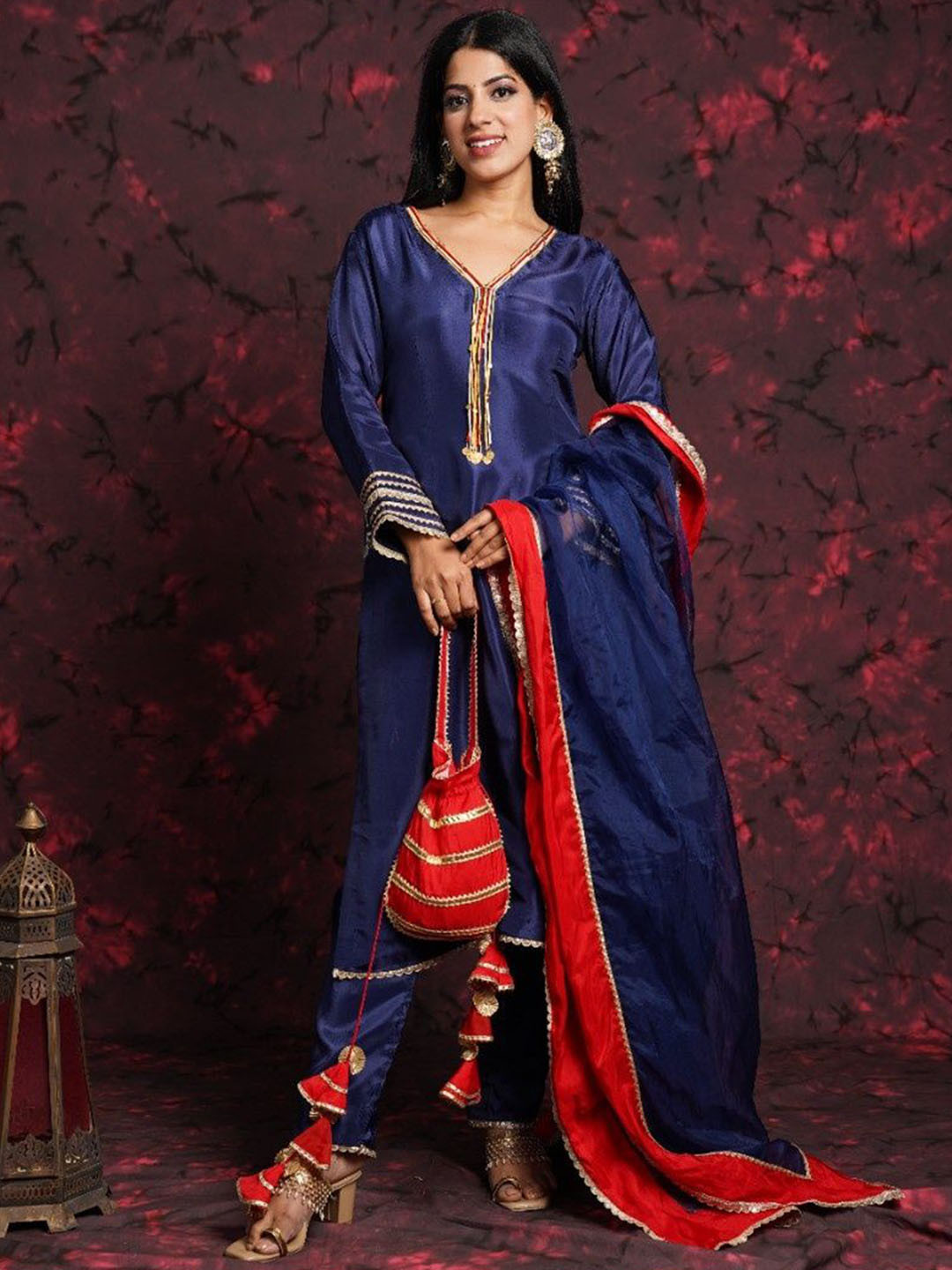 Pearls and Pastels Women Solid Kurta with Trousers & Dupatta