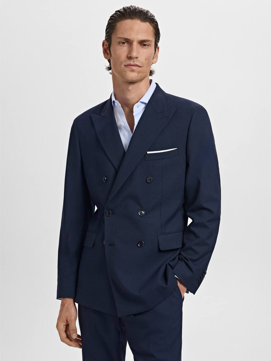 MANGO MAN Double-Breasted Slim Fit Suit Blazer