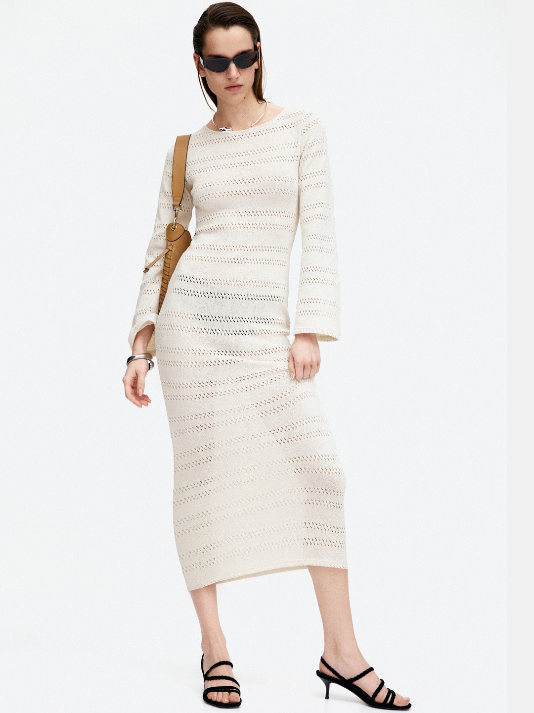 H&M Lacing-Detail Hole-Knit Dress