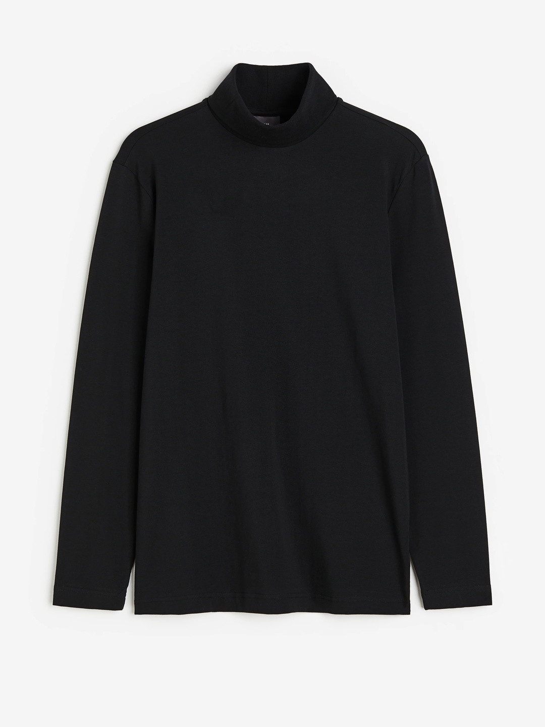 H&M Men Black Slim Fit Cotton Polo-Neck Top