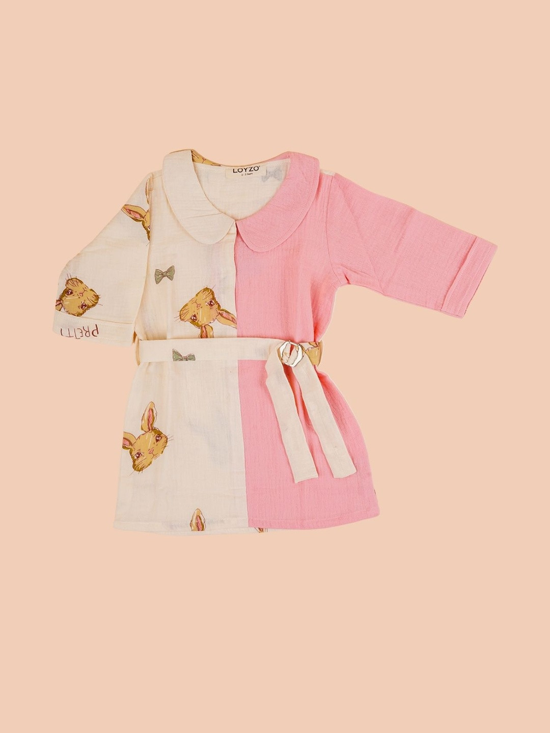 LOYZO-LOYAL TO JOY Printed Peter Pan Collar A-Line Dress