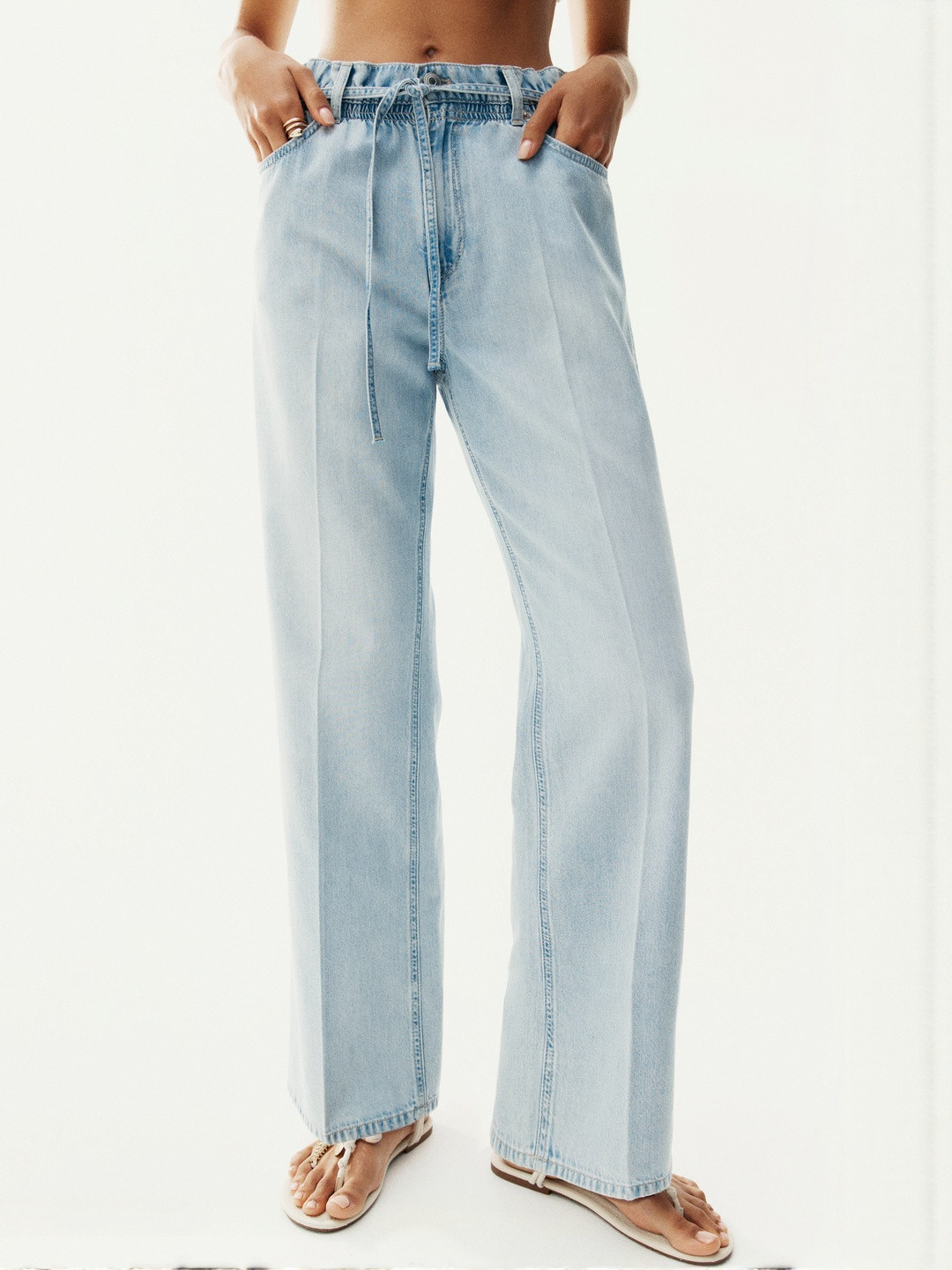 H&M Belted Paper Bag Jeans