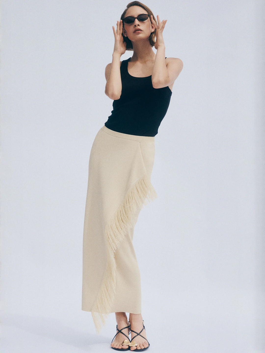 H&M Fringe-Trimmed Skirt