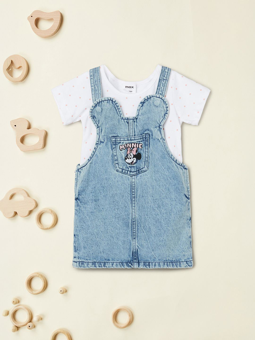 max Infant Girls Printed Pure Cotton Dungarees
