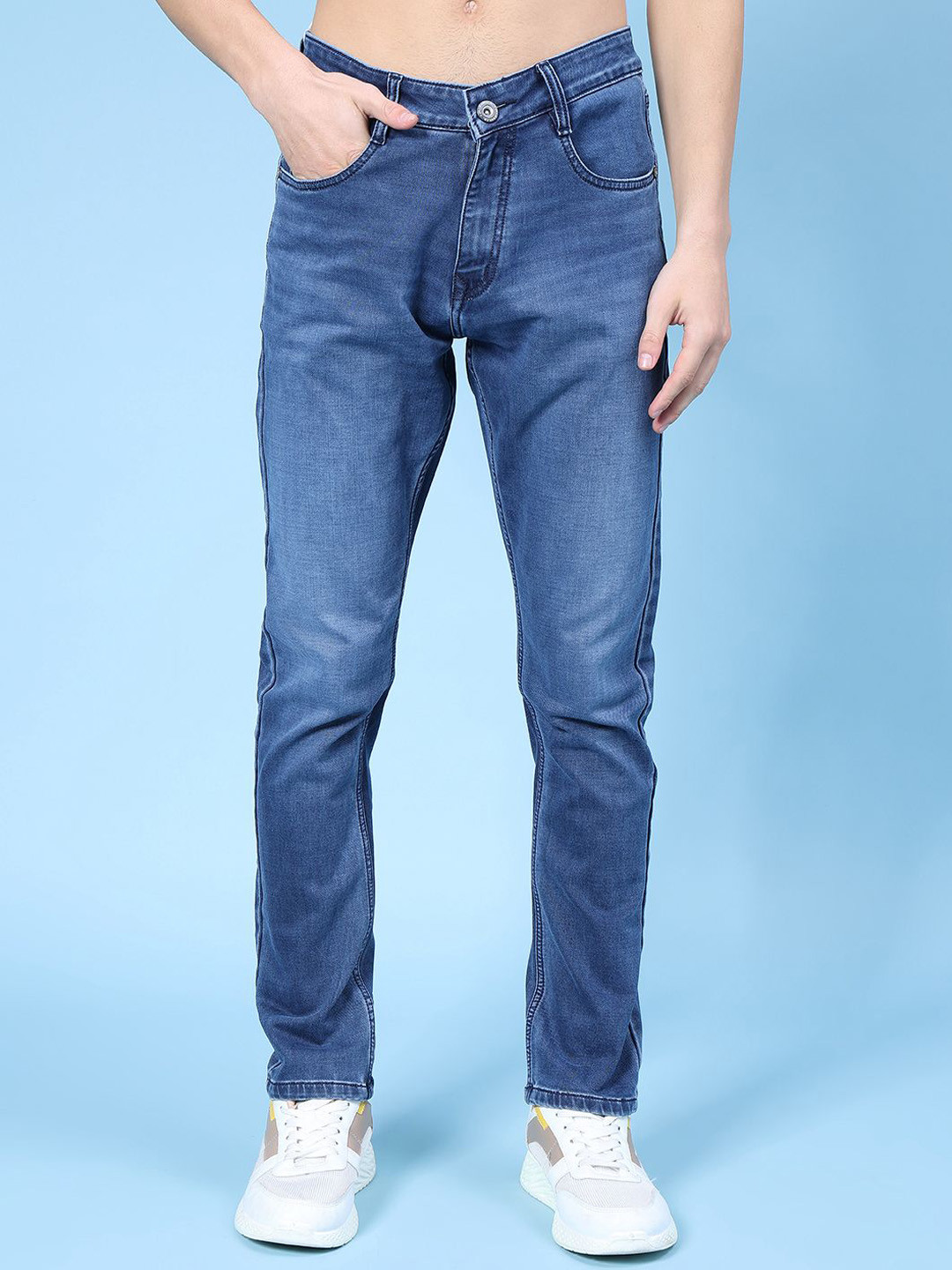 V-Mart Men Slim Fit Mid-Rise Light Fade Medium Shade Stretchable Jeans