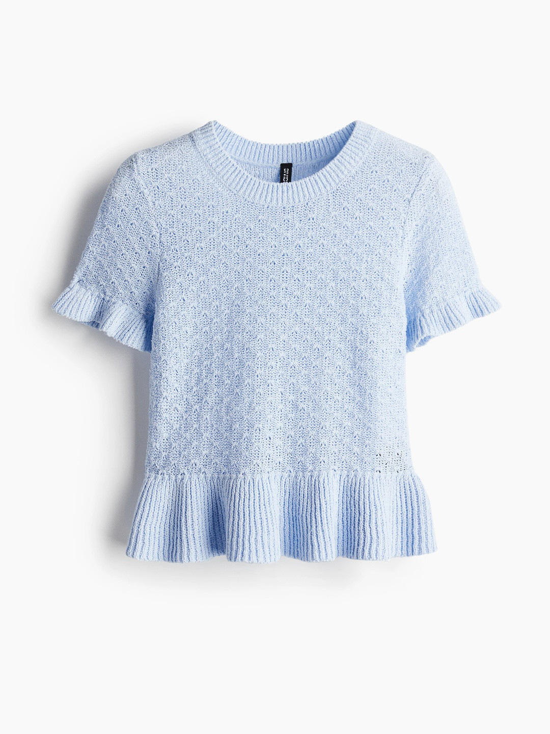 H&M Frill-Trimmed Pointelle-Knit Top