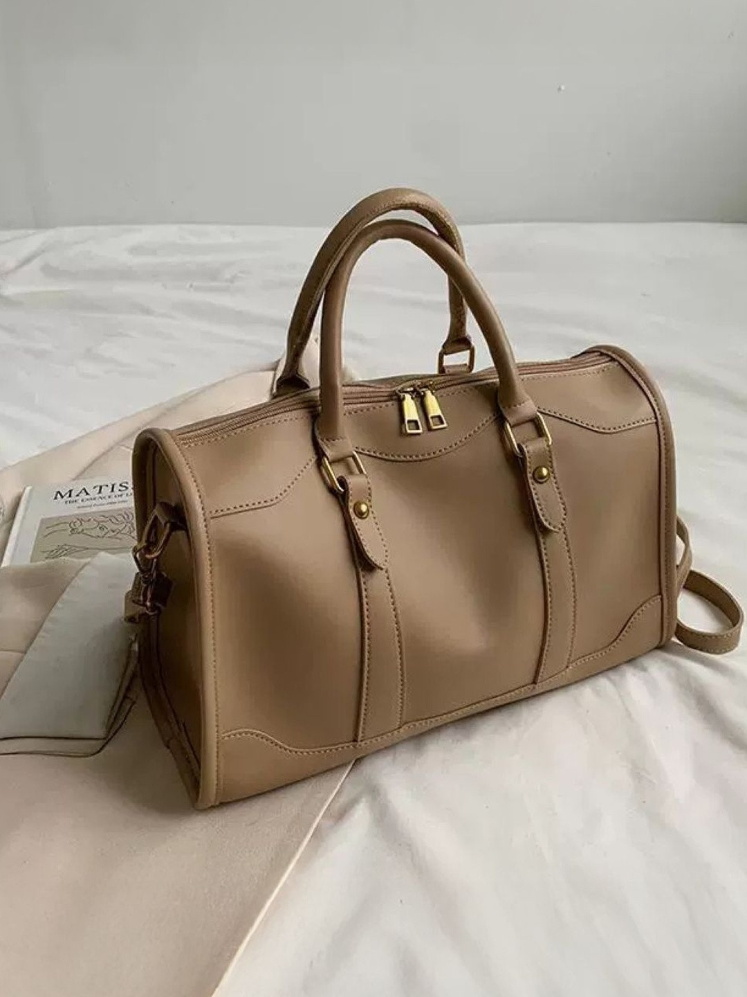 CORSICA Women Khaki Solid Bowling Polyester Regular Casual Handheld Bag