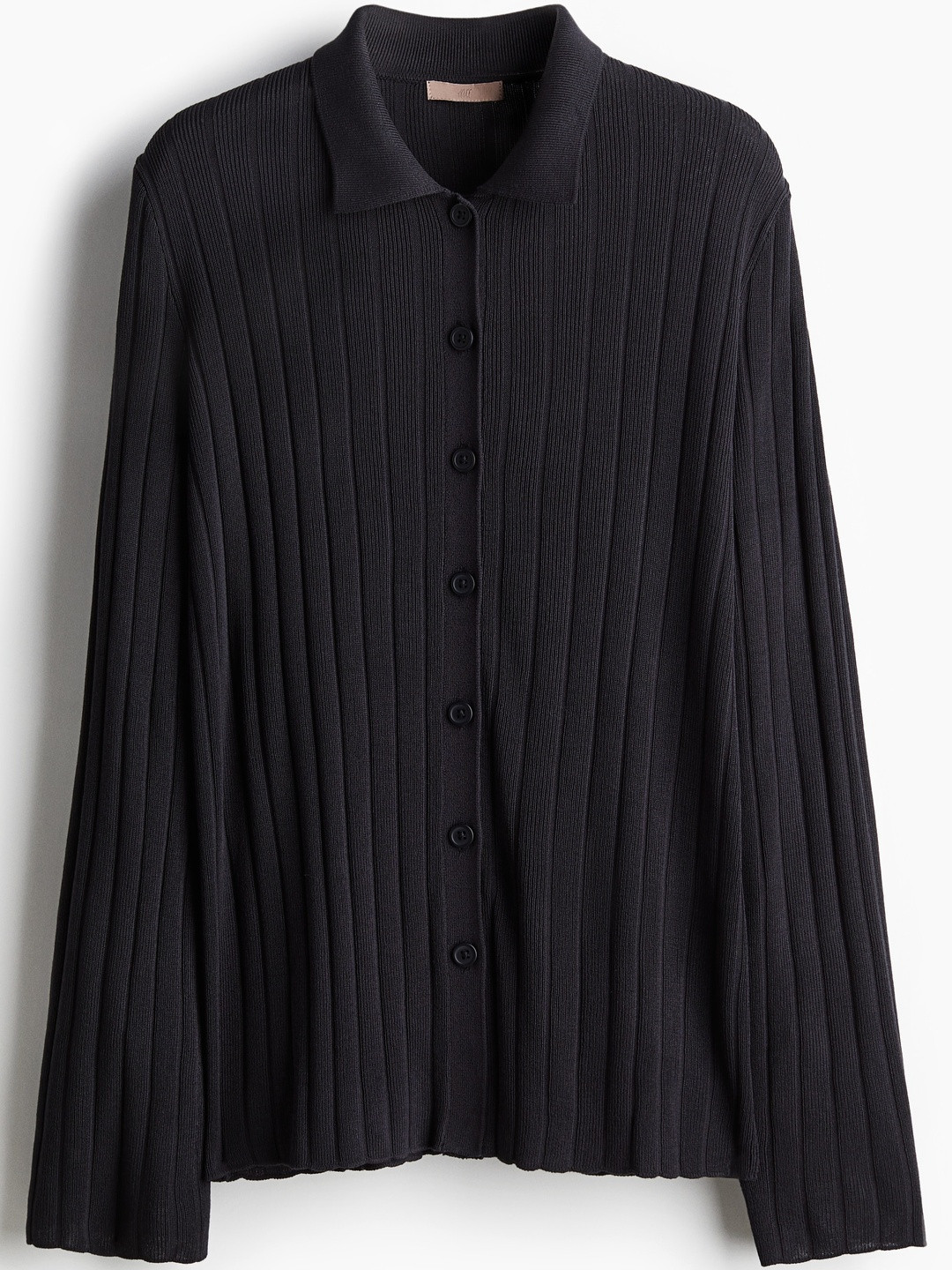 H&M Women Rib-Knit Button-Front Long Sleeves Shirt
