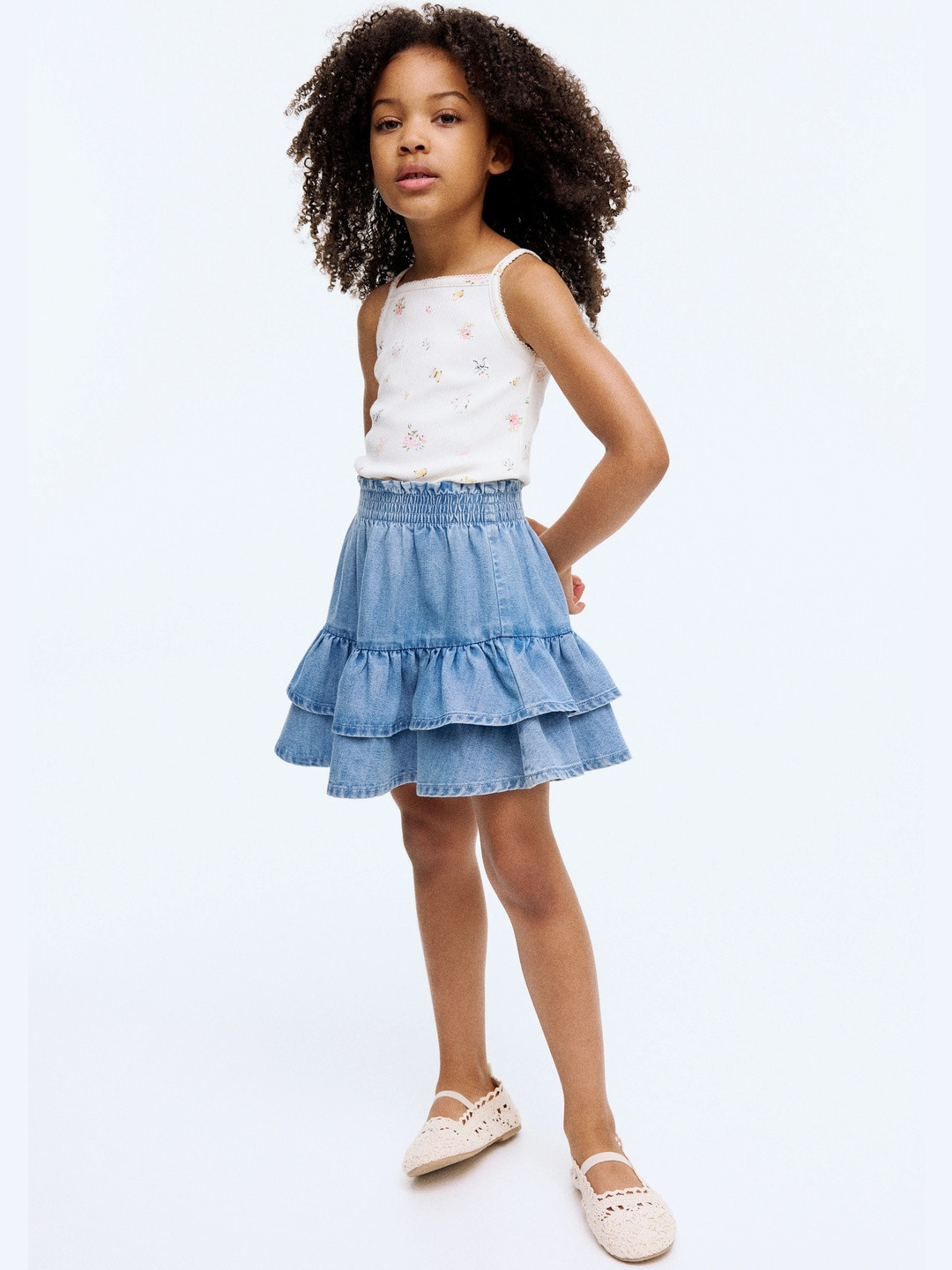 H&M Tiered Denim Skirt