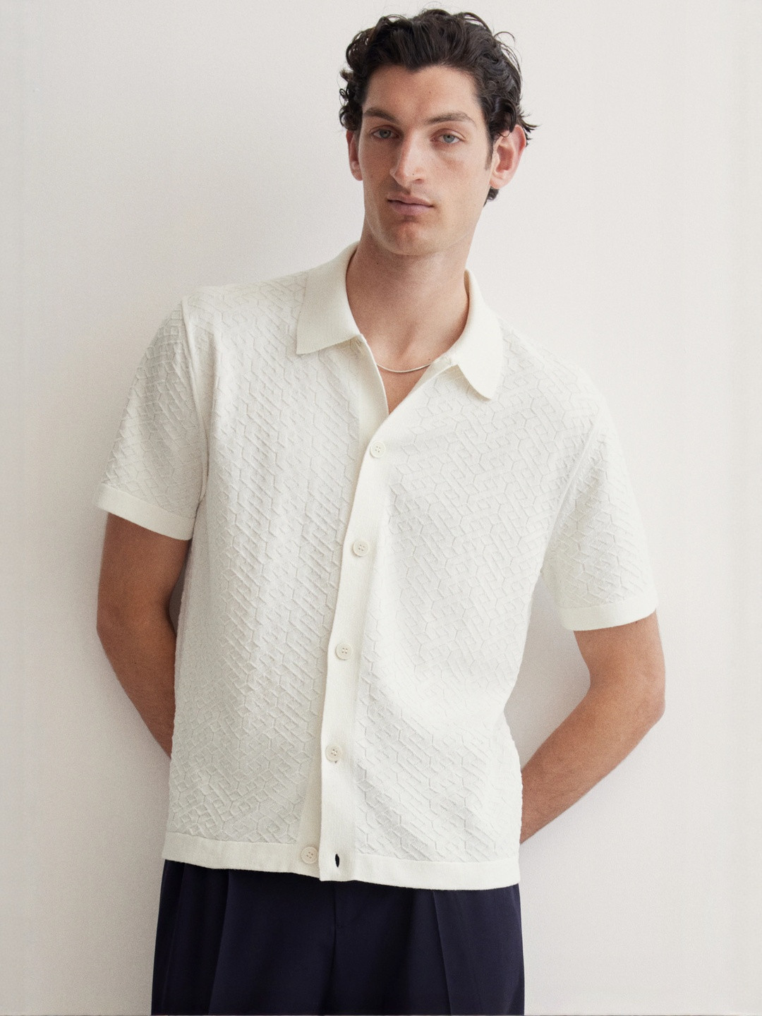 H&M Regular Fit Textured-Knit Shirt