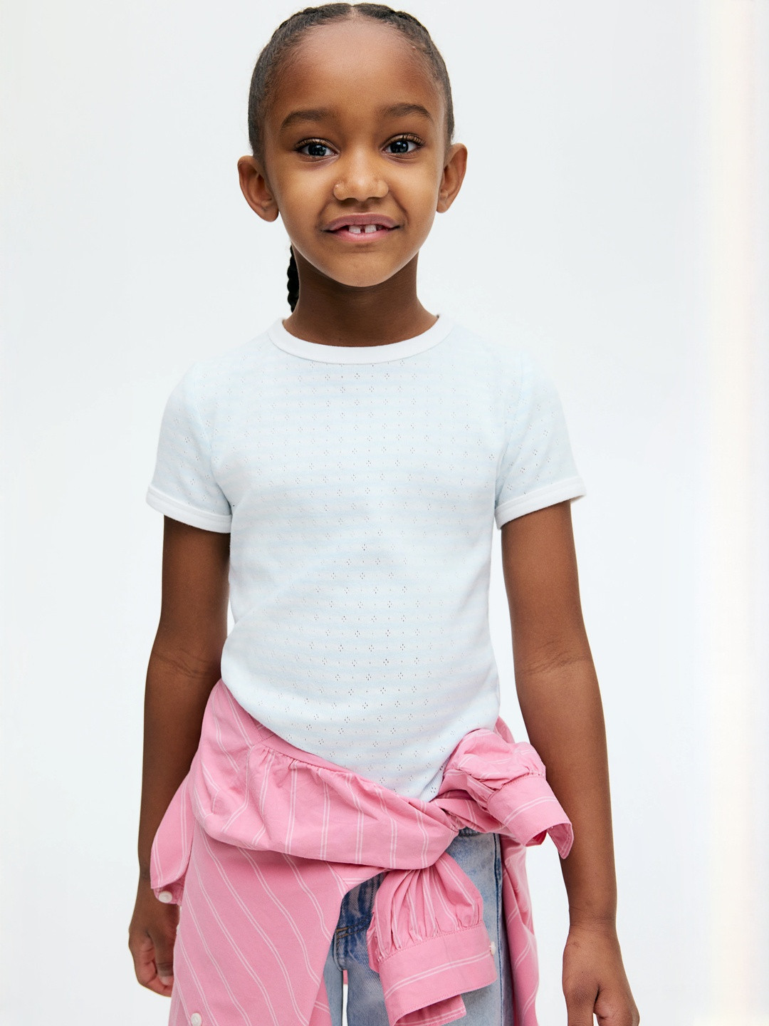 H&M Short-Sleeved Pointelle Jersey Top