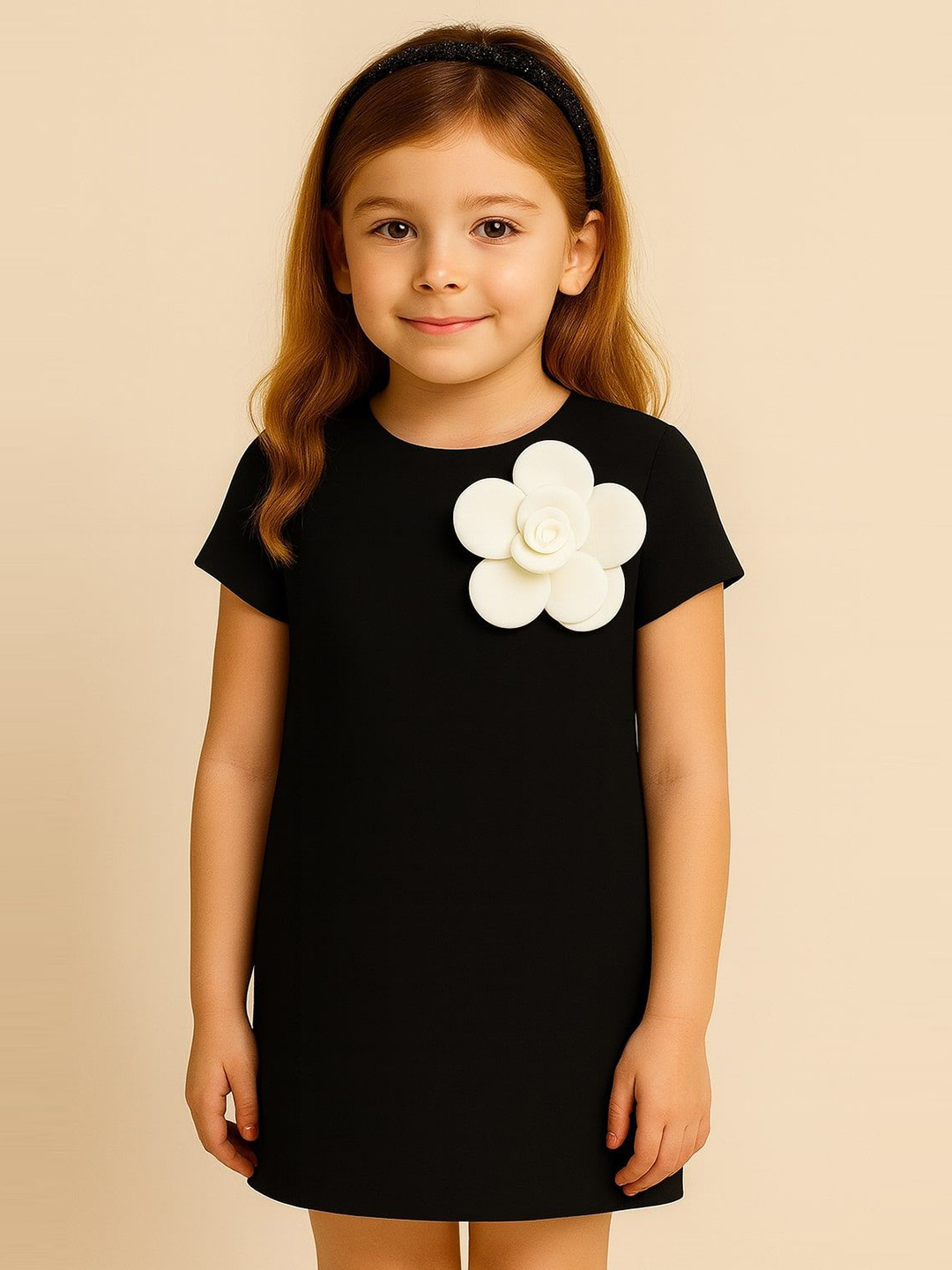 ZIP ZAP ZOOP Girls Solid Flower Applique Sheath Dress