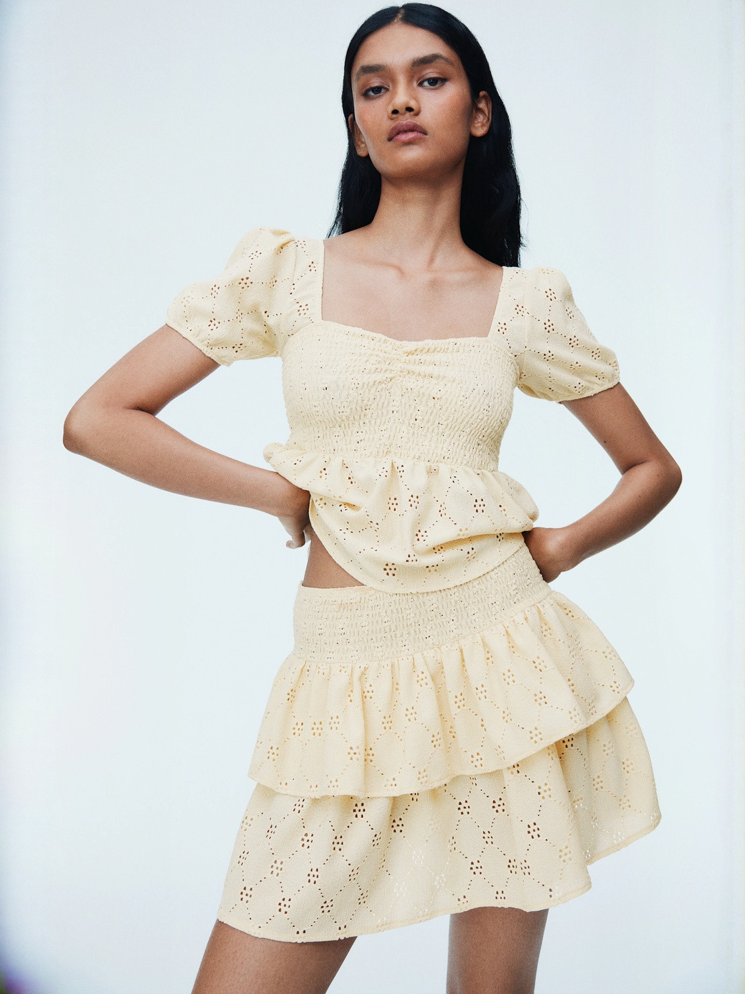 H&M Smocked Peplum Blouse