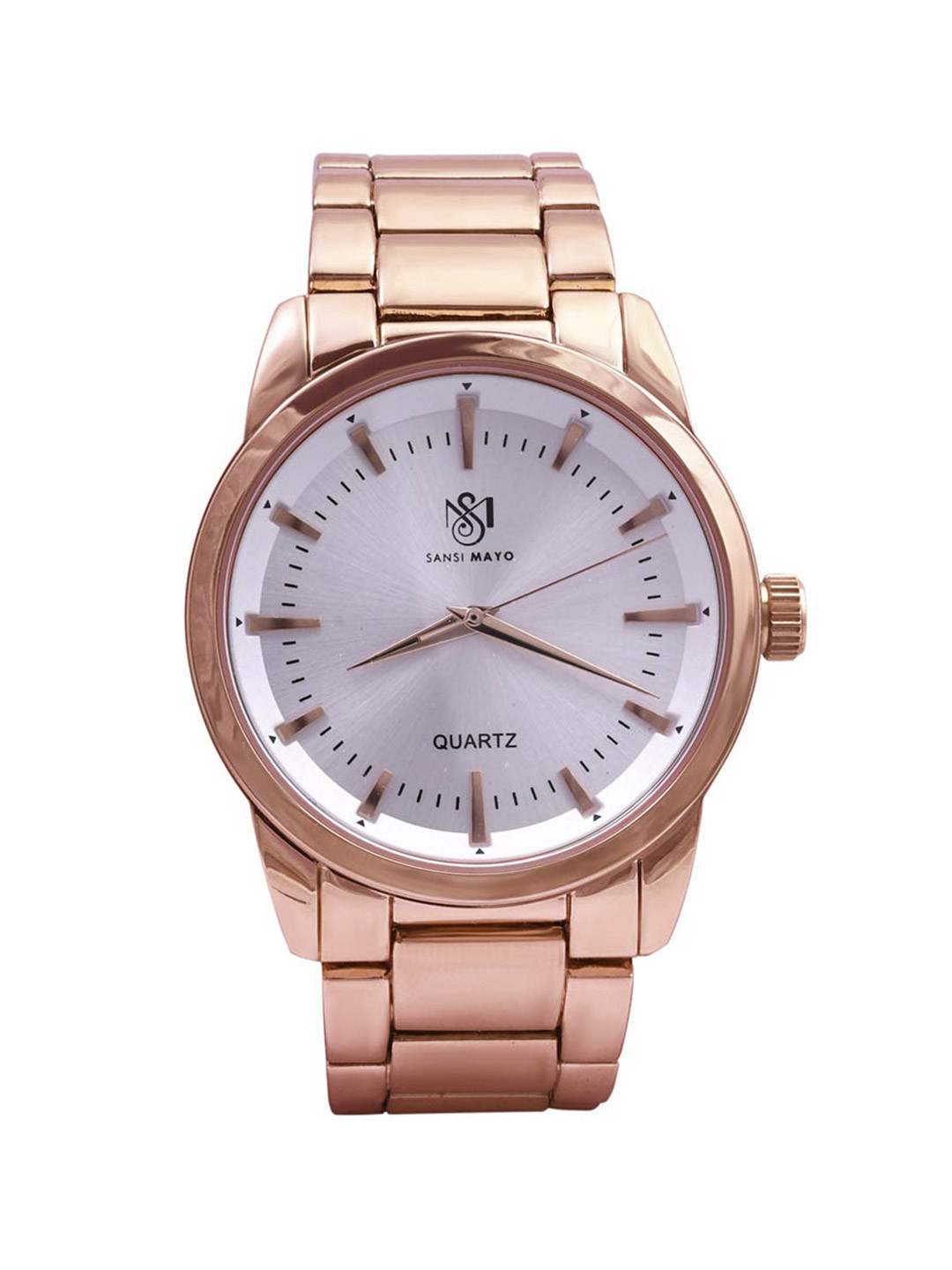 SANSIMAYO Nero Men Stainless Steel Bracelet Style Straps Analogue Watch SM-M-01-RG-RG-W