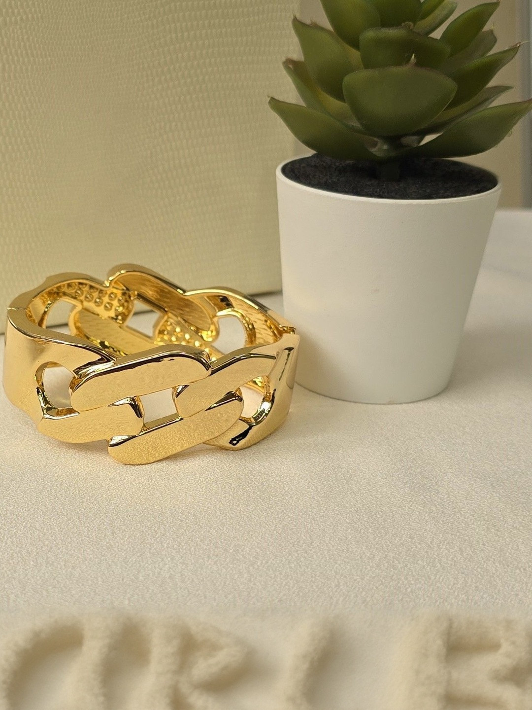 DKane Designs Women Gold-Plated Stainless Steel Cuff Link Bracelet