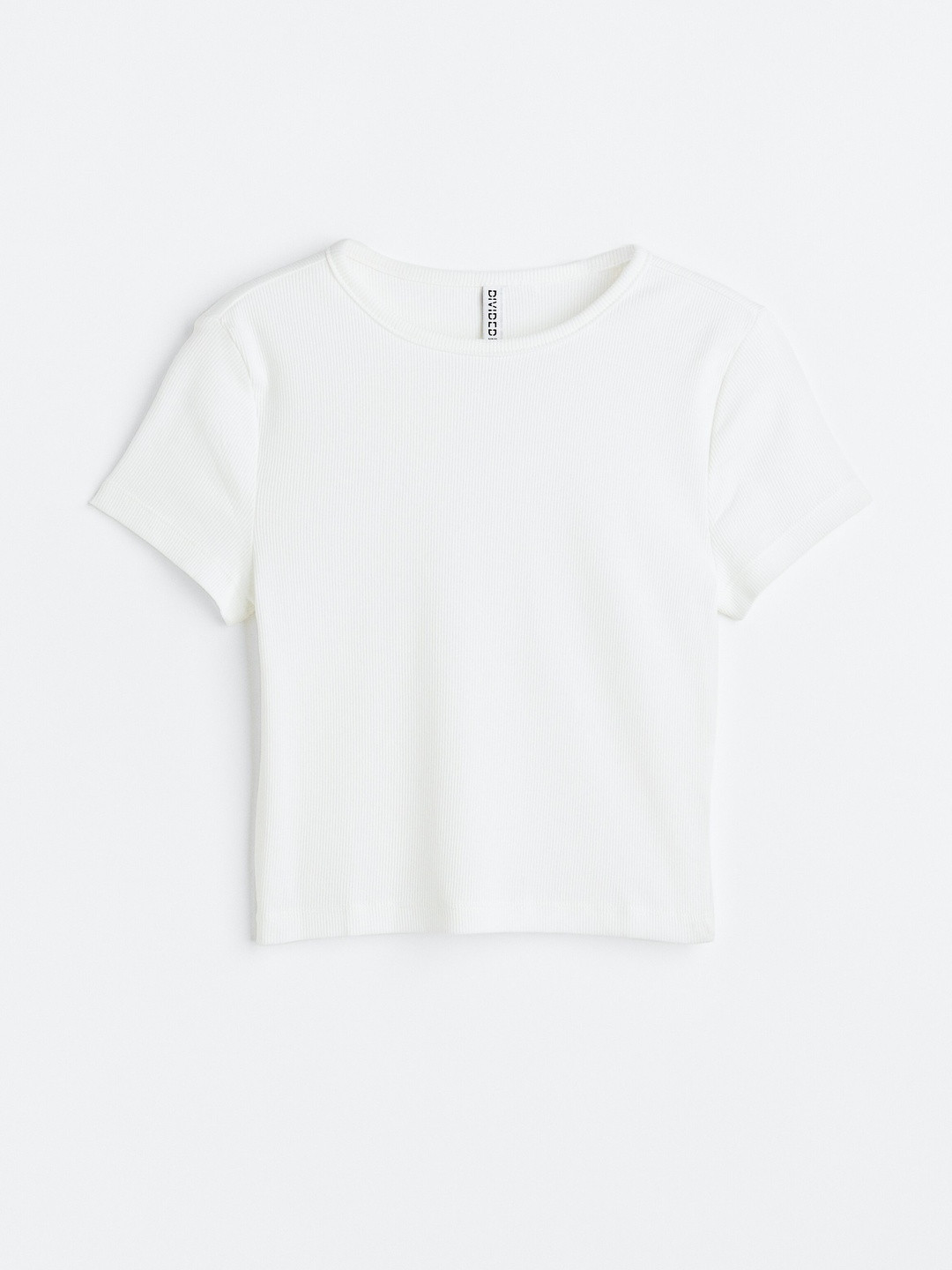 H&M White Ribbed Cropped Top