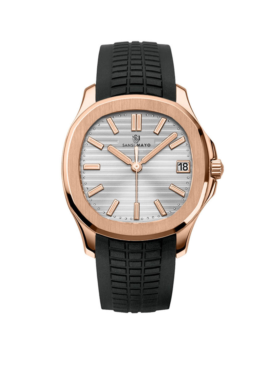 SANSIMAYO BETA Men Textured Dial & Bracelet Style Straps Analogue Watch SM-M-62-B-RG-W