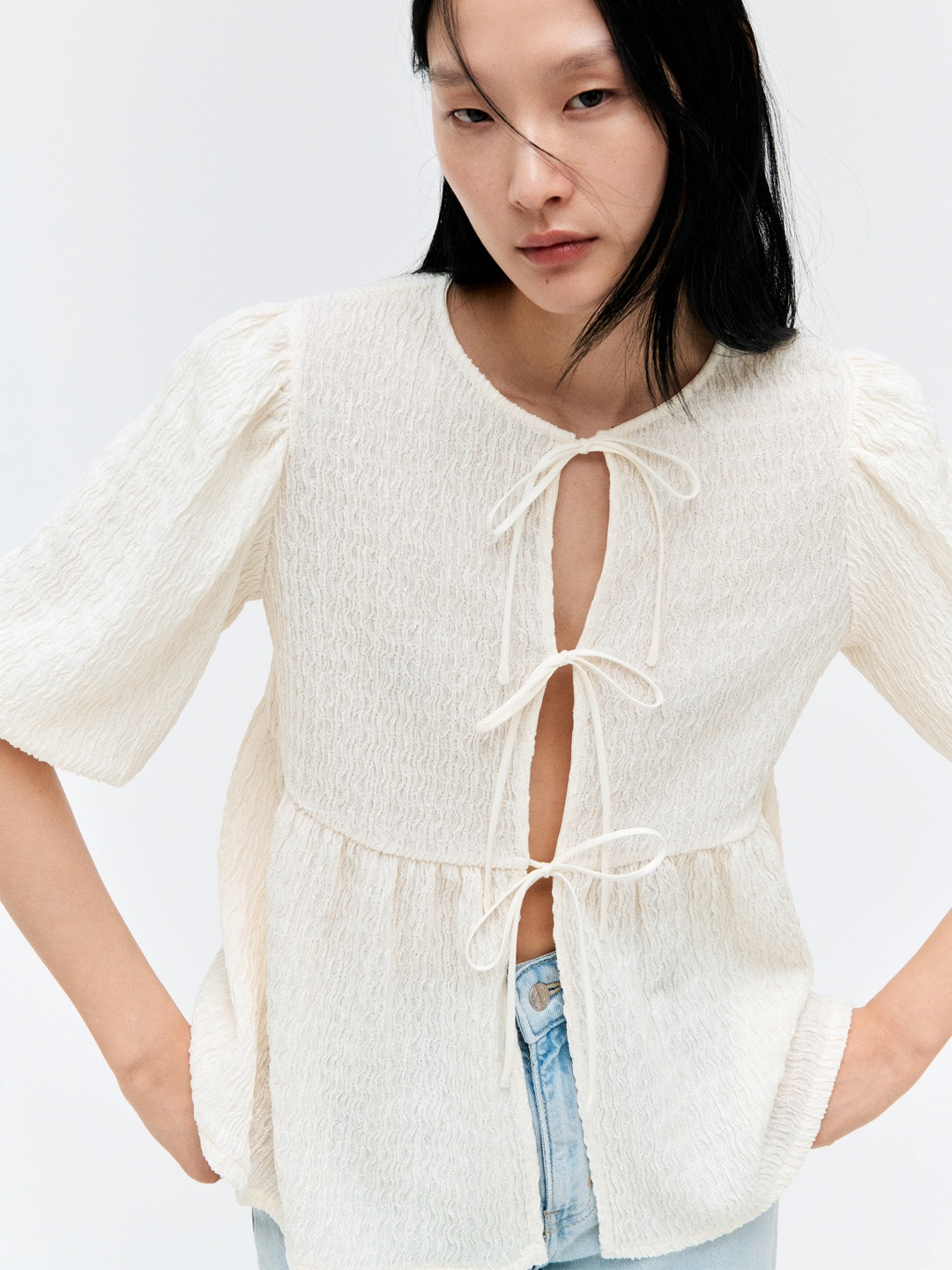 H&M Tie-Front Peplum Top