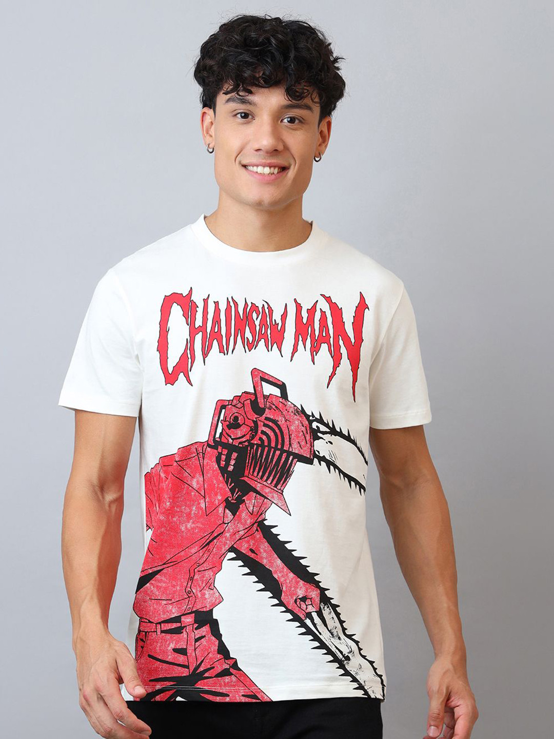 Free Authority Chainsaw Printed Round Neck Pure Cotton T-Shirt