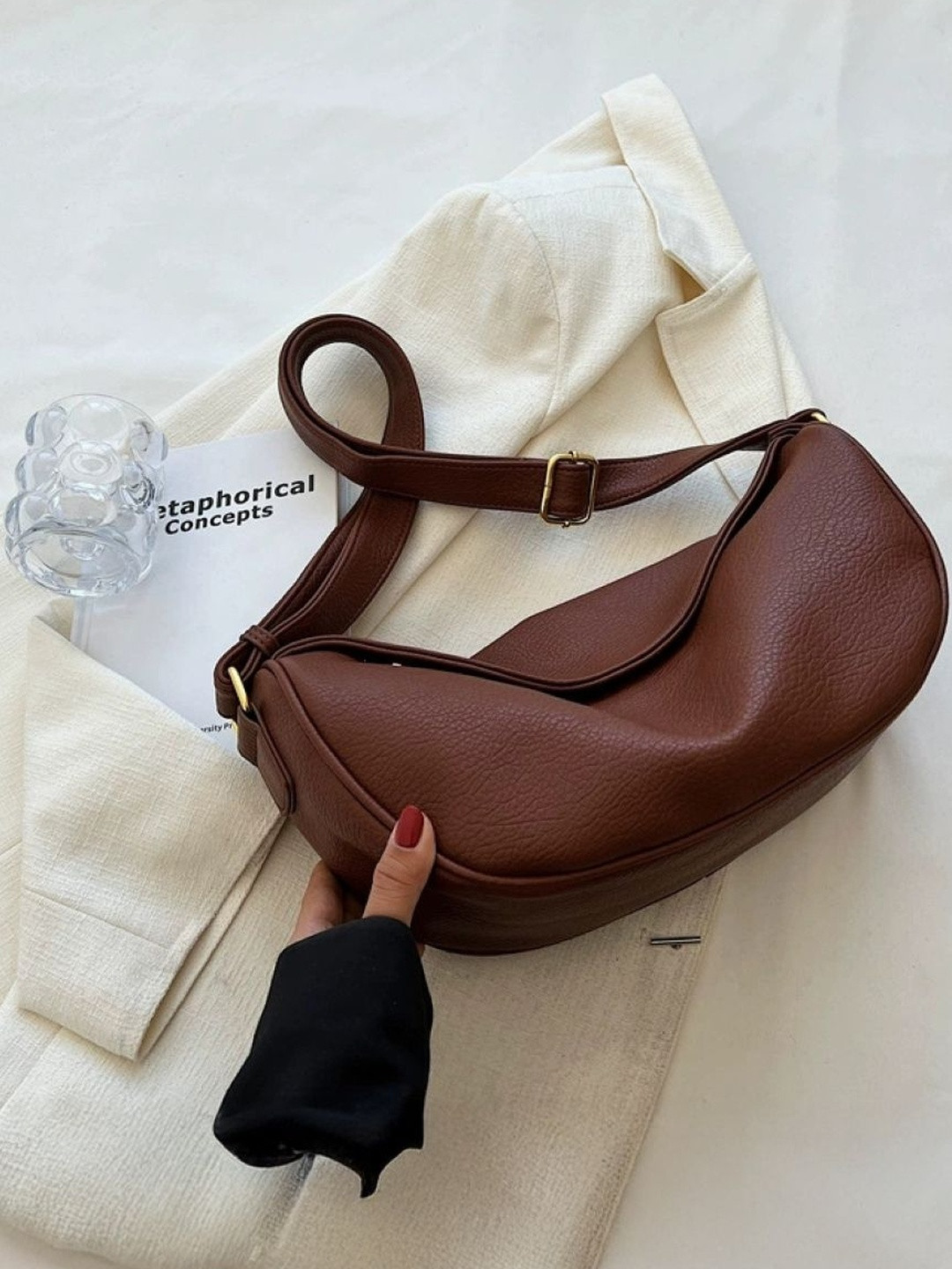 CORSICA Brown Polyester Casual Shoulder Bag