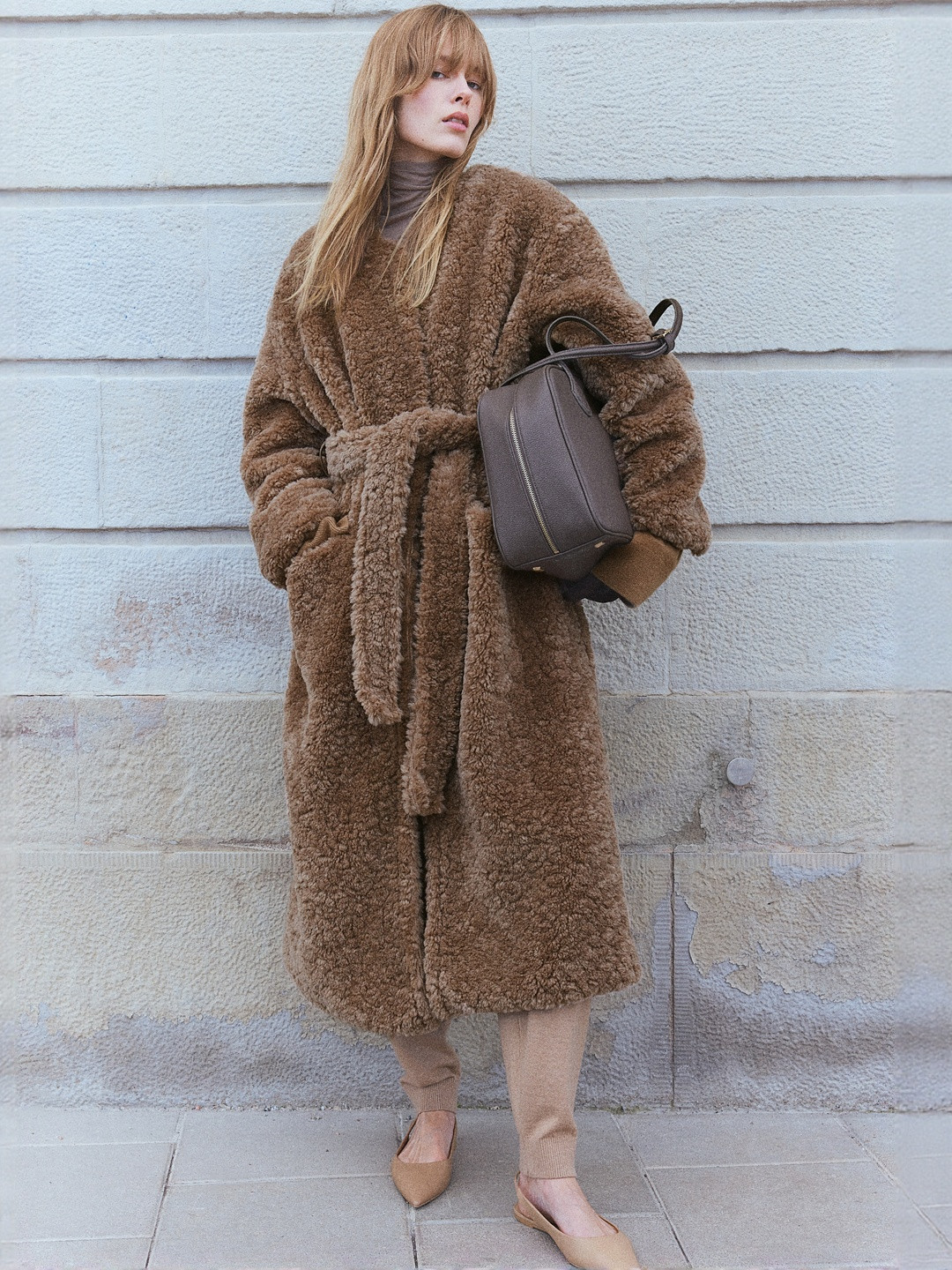 H&M Fluffy Tie-Belt Coats