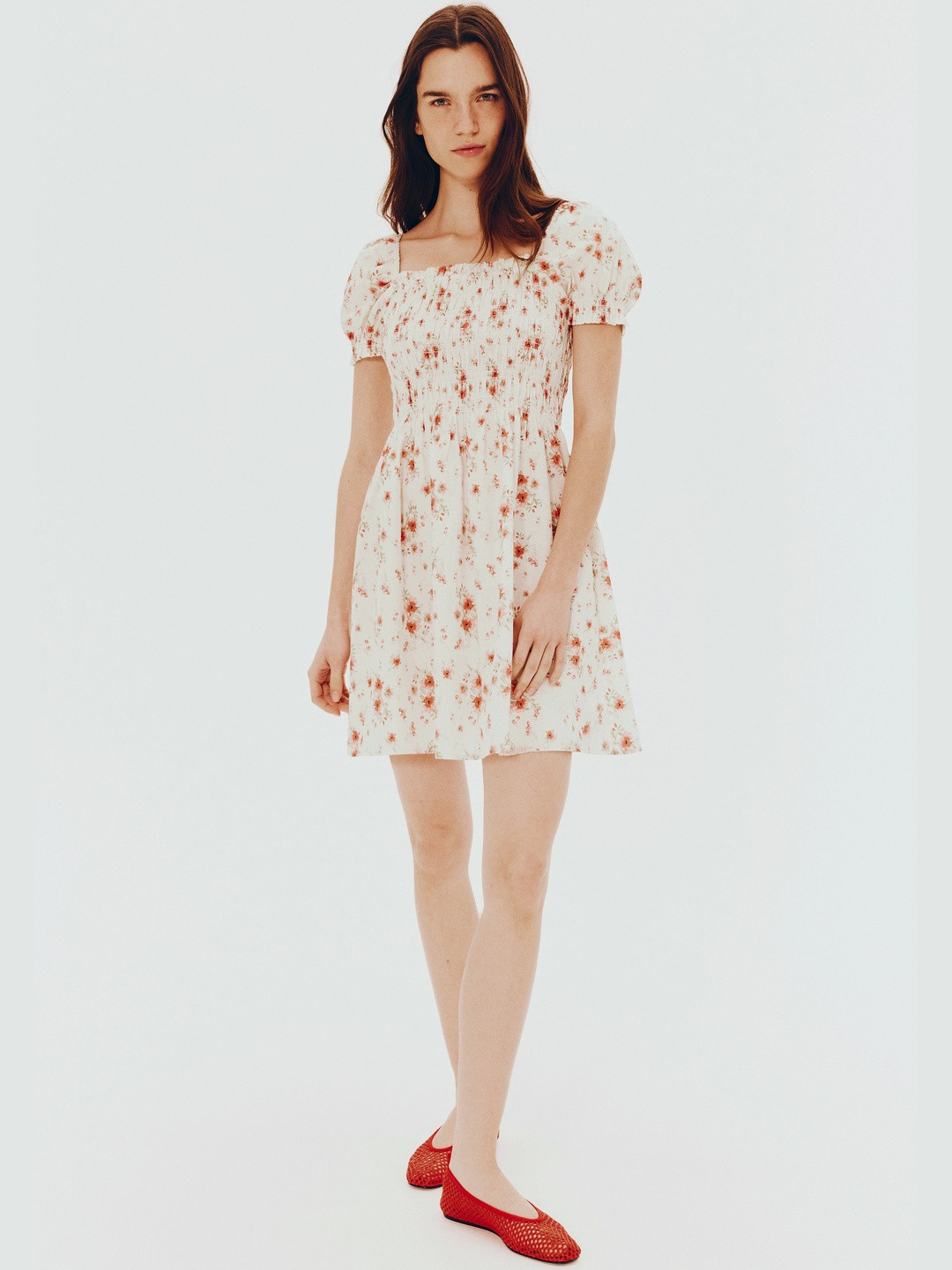 H&M Smocked Poplin Dress