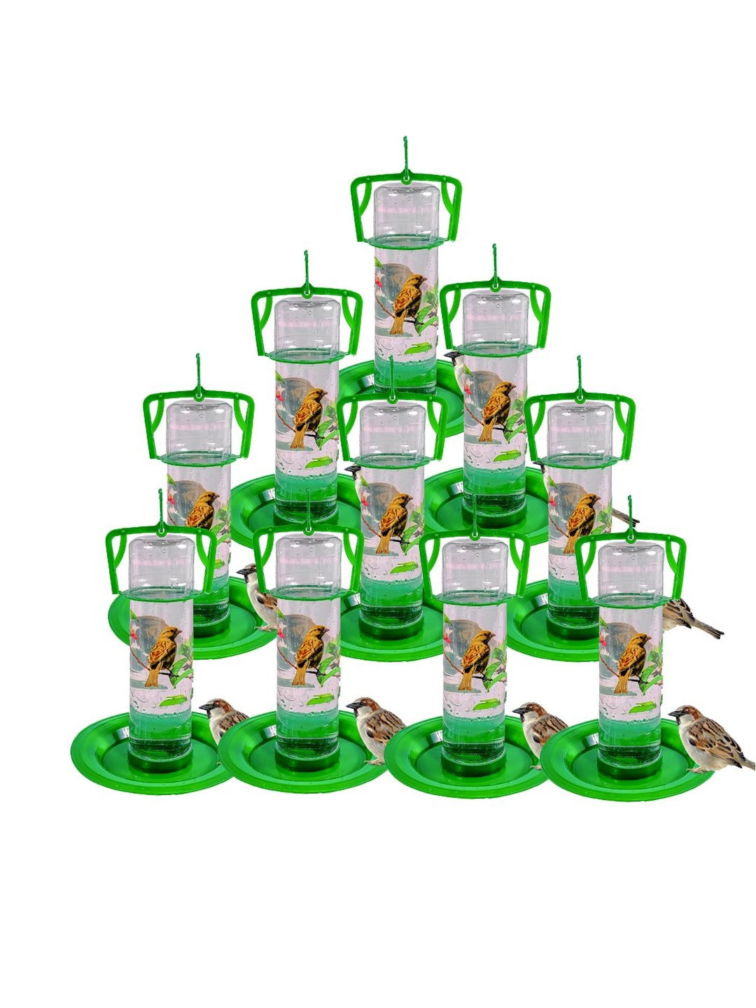 AMIJIVDAYA Green Pack Of 10 Hanging Water Feeder For Birds
