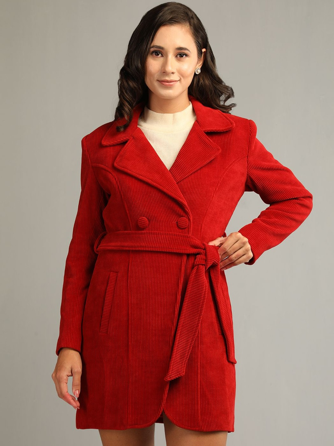 Roadster Women Red Single Breasted Winter Coat