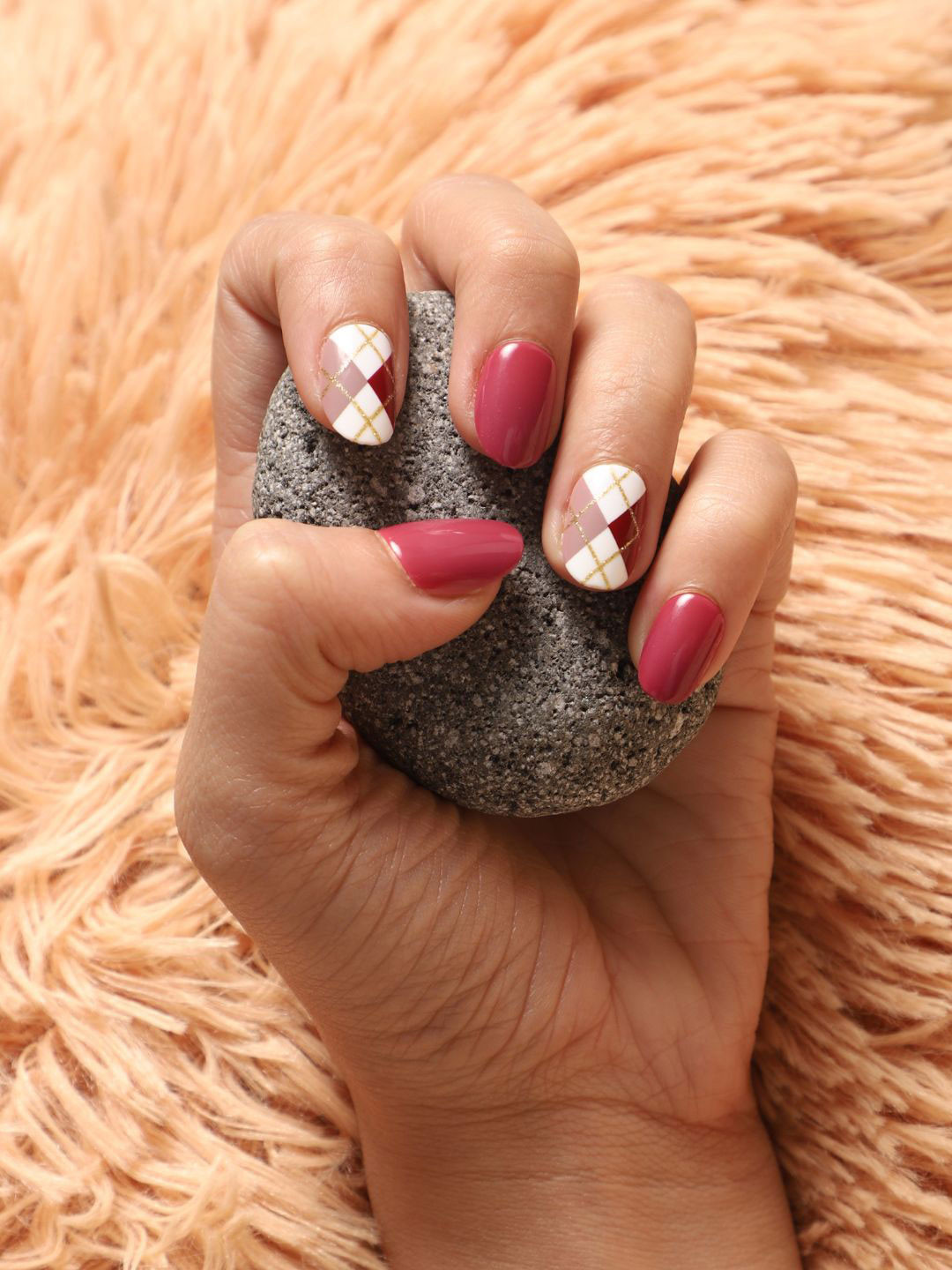 LICK 30Pcs Matte Pattern Reusable Artificial Fake Press On Nails - Brown