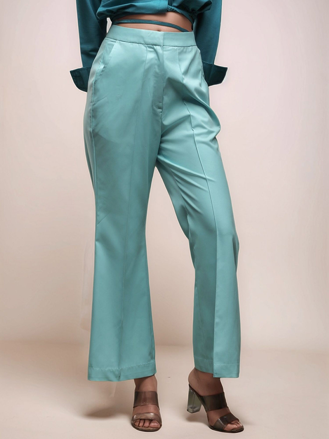 Dheeraj Sharma Women Flared High-Rise Bellbottom Trousers