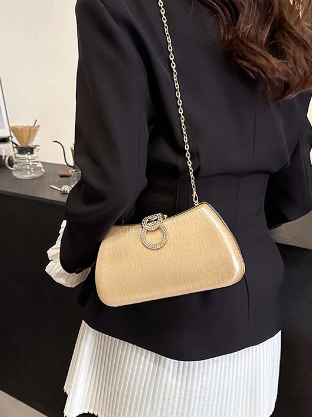 CORSICA Gold Solid Small Party Sling Bag