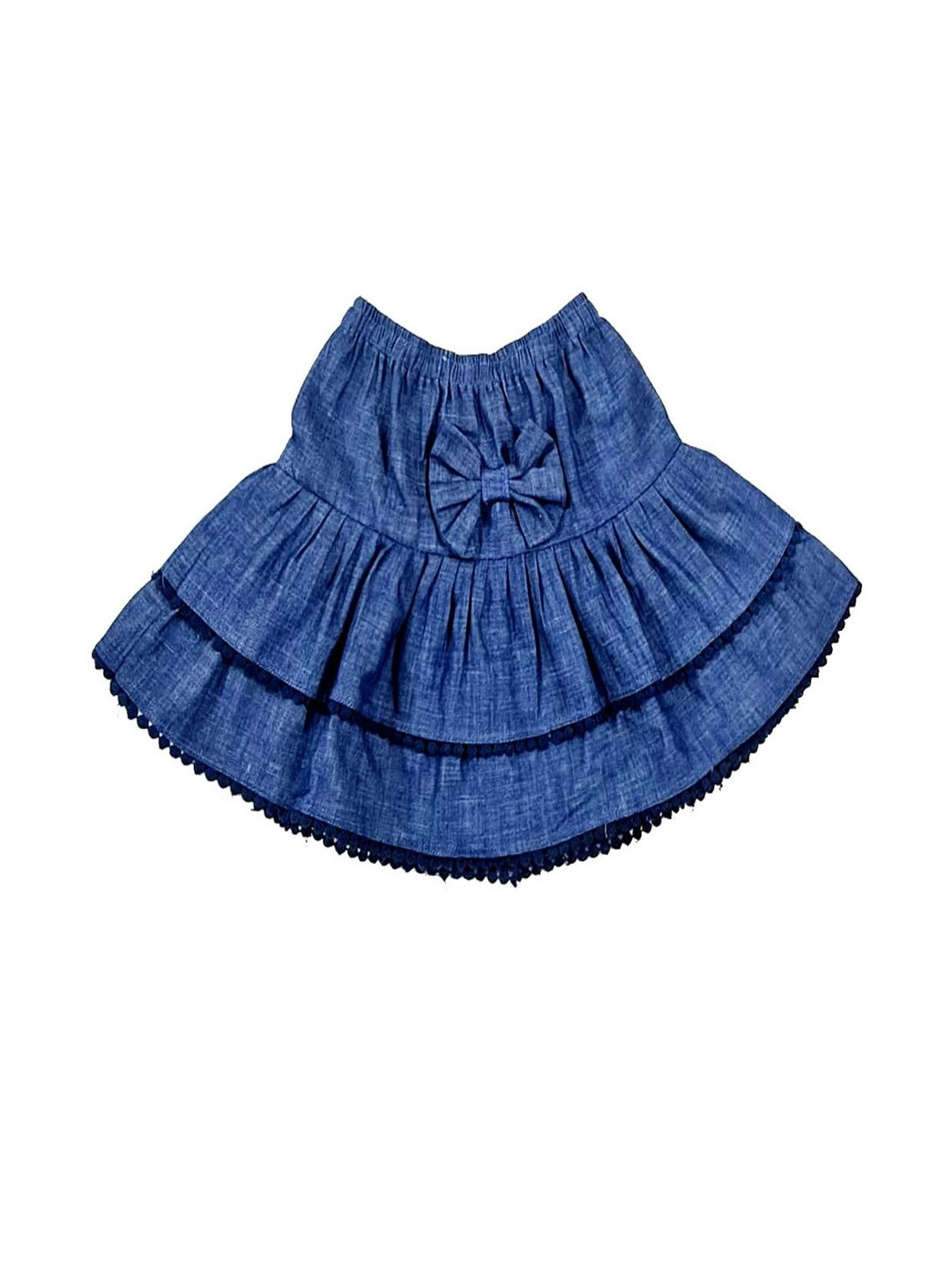 Cutoos Kids Girls Blue Bow Layered Denim Skirt