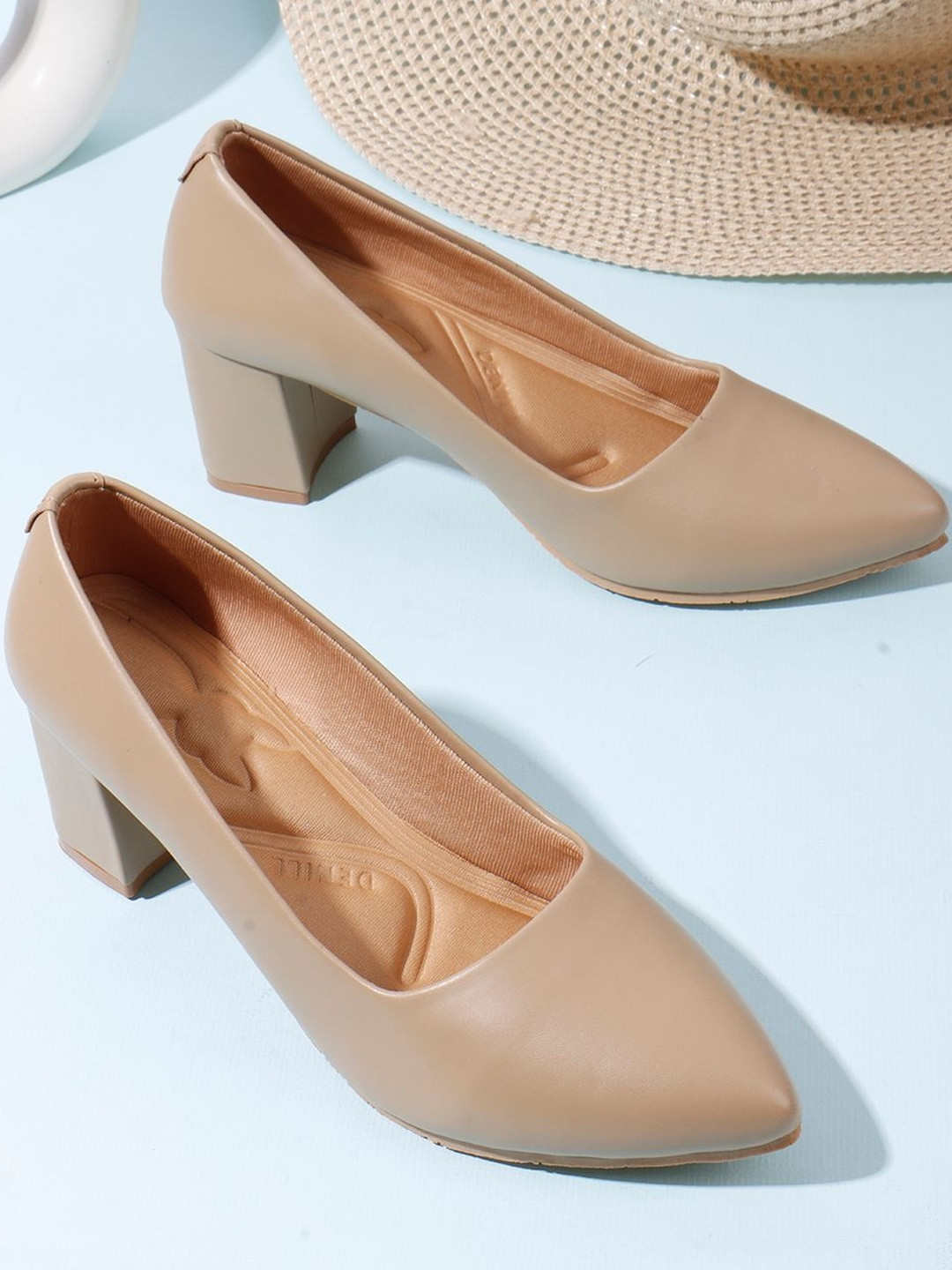 Denill Women Dark Beige Closed-Toe Mid-Heel