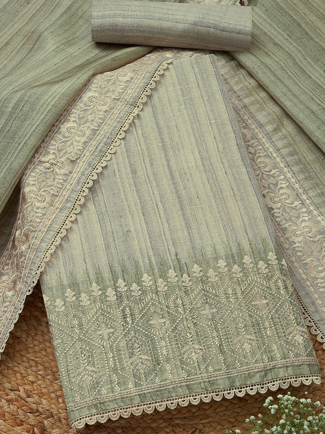 Soch Digital Printed Thread Work Unstitched Dress Material