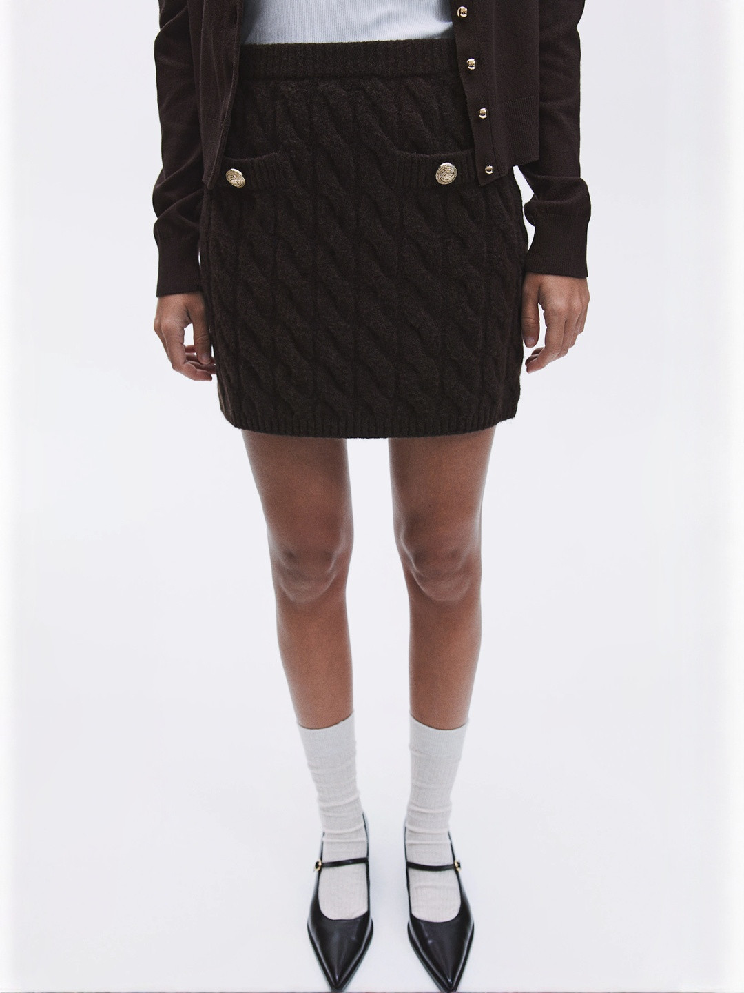H&M Women Cable-knit Mini Skirt
