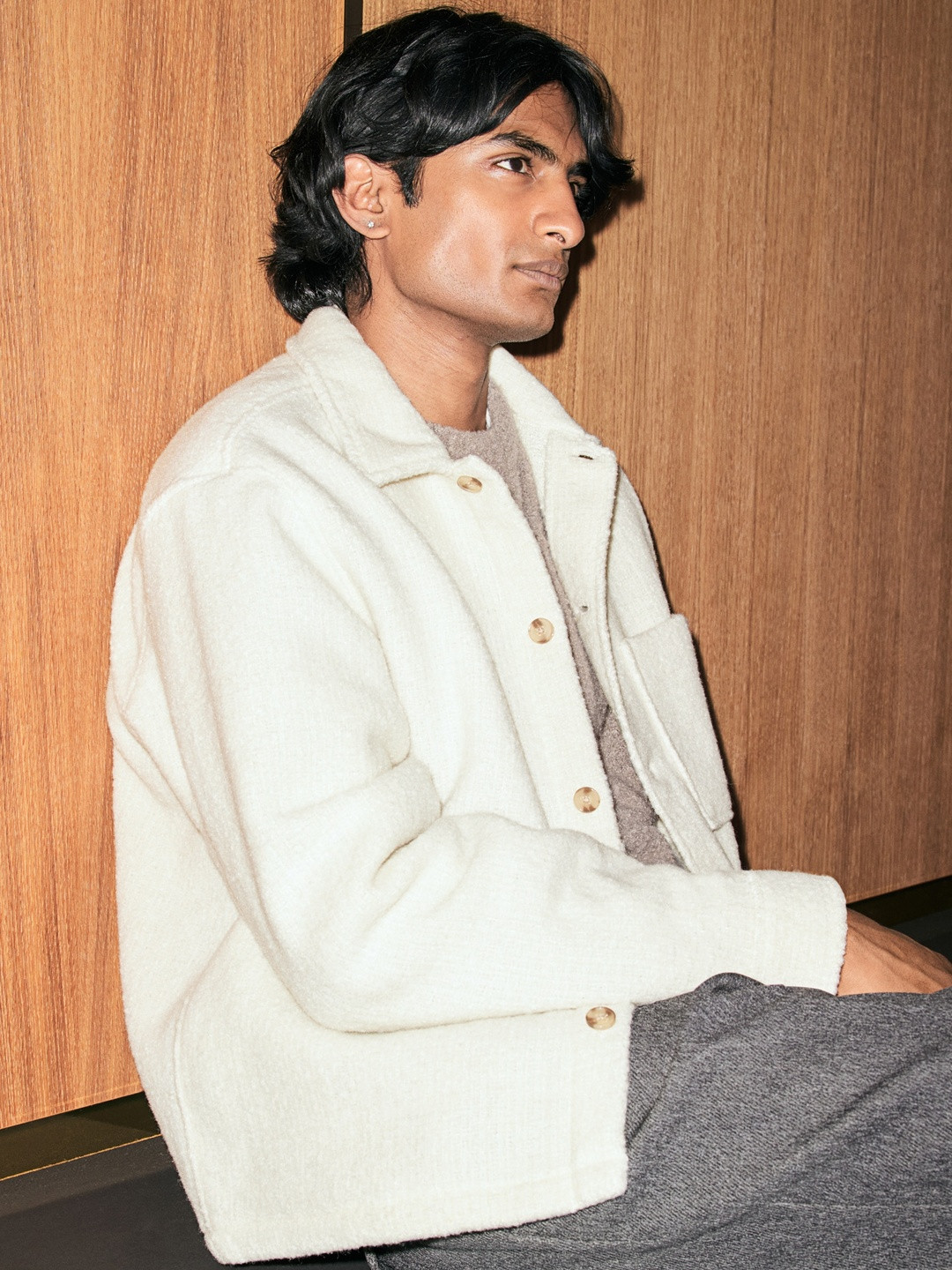 H&M Loose Fit Boucl Overshirt