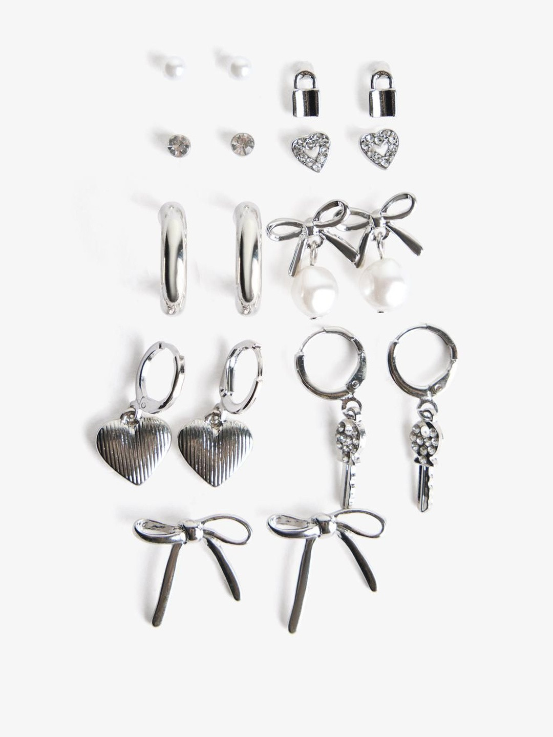 Bershka Set Of 9 Circular Shaped Half Hoop Earrings