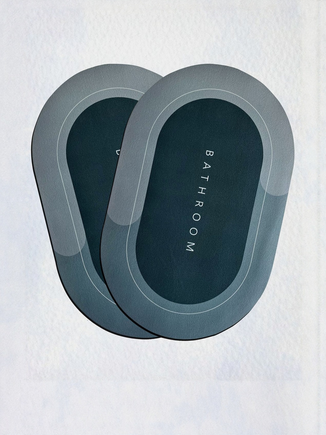 SITTELLA Pack of 2 Anti-Skid Water Soaking Oval Bathroom Rug