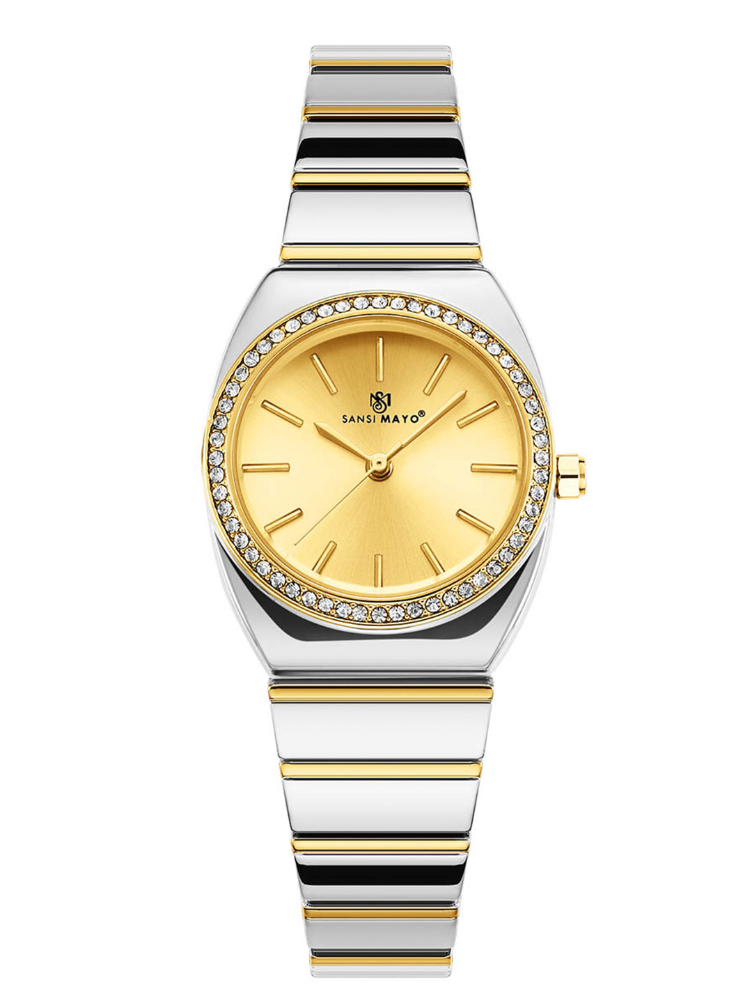 SANSIMAYO Women Stainless Steel Bracelet Style Straps Analogue Watch SM-L-241-TTSG-SG-G