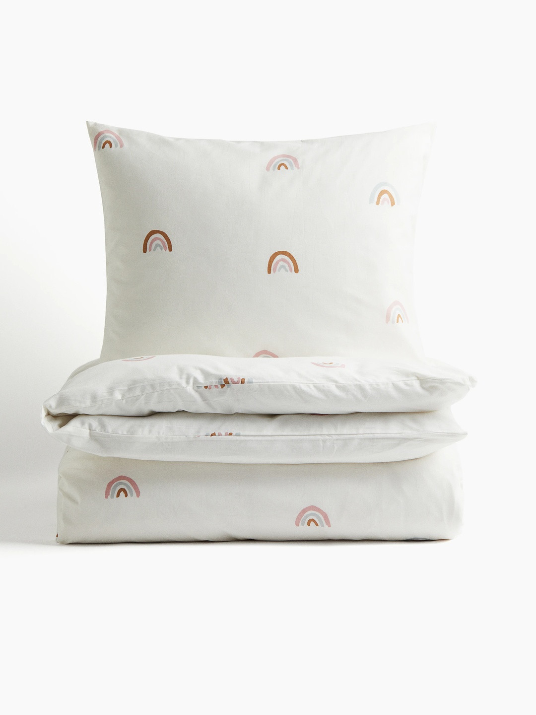 H&M White Patterned Single Duvet Cover Set
