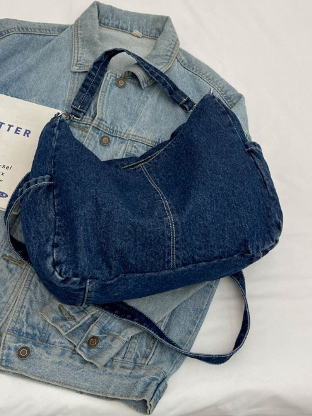 CORSICA Women Blue Polyester Denim Swagger Hobo Bag