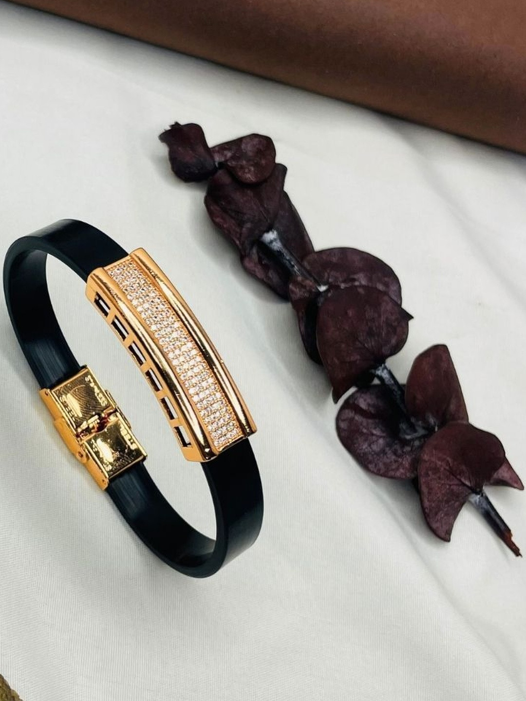 RKB Sales Men Rose Gold American Diamond Multistrand Interlock Handcrafted Ethnic Bracelet