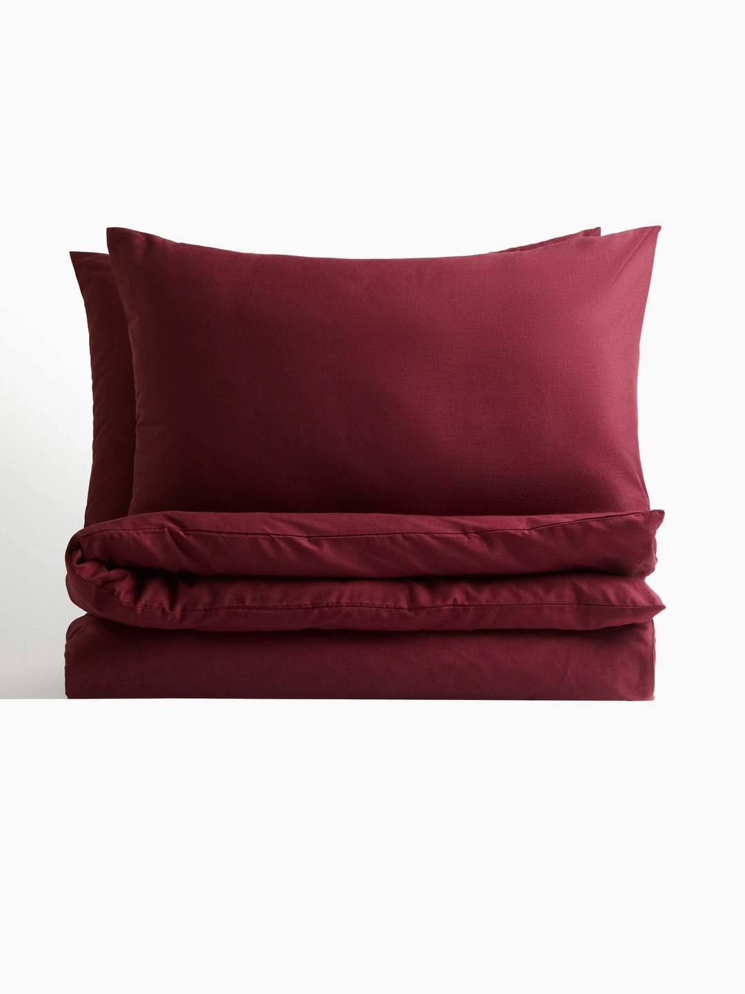 H&M Maroon Cotton Double King Duvet Cover Set