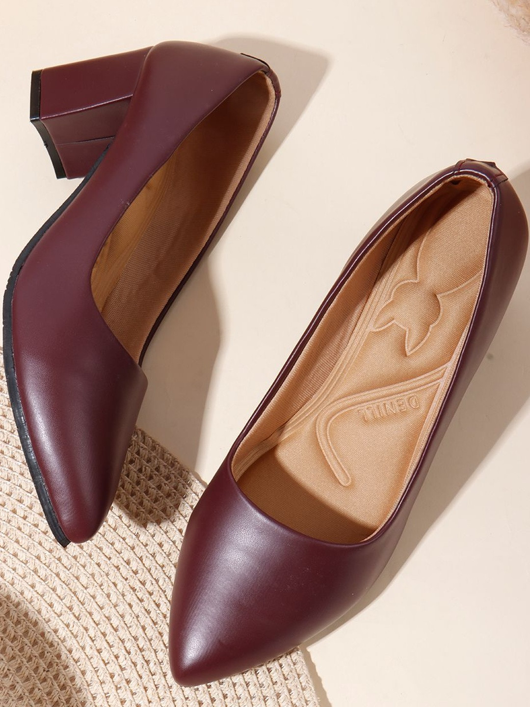 Denill Women Pointed Toe Closed Back Block Heels