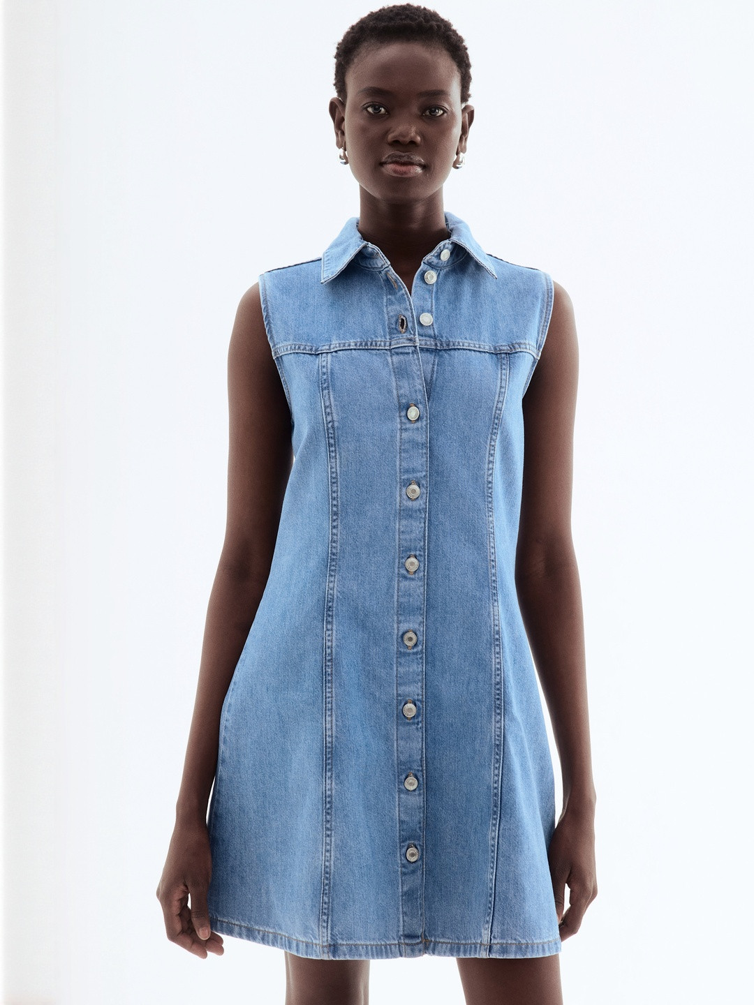 H&M Sleeveless Denim Shirt Dress