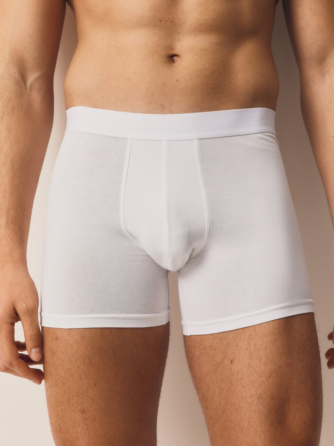 H&M Men White 5-Pack Cotton Mid Trunks 1070271005