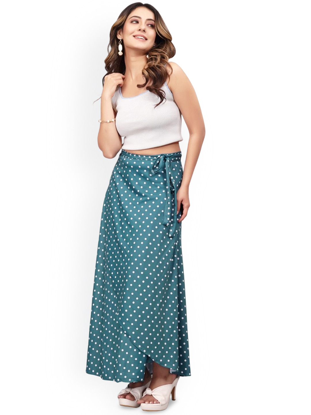 TENNECY Women Printed Long Wrap Around Maxi Skirt